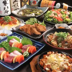 【순채 코스】선어 모듬/쓰쿠네 꼬치의 부추 마요/무료 뷔페 120분 포함 전 8품 5000엔(부가세 포함)
