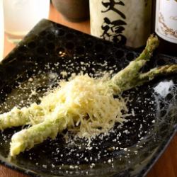 アスパラチーズ(3本)/はんぺん明太チーズ天(2切れ)