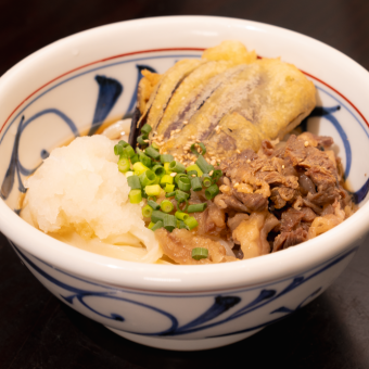 【冷】揚げ茄子と牛肉のみぞれうどん