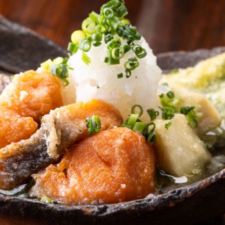 秋鮭と豆腐の揚げ出し