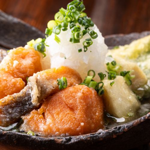 秋鮭と豆腐の揚げ出し