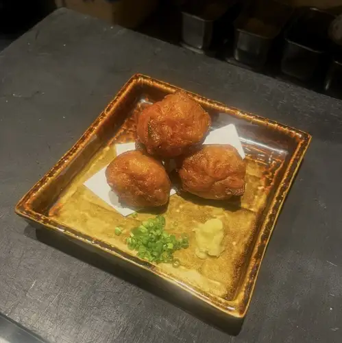 Okra and shrimp satsuma-age (deep-fried fish cake)