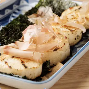 Grilled yam wrapped in seaweed