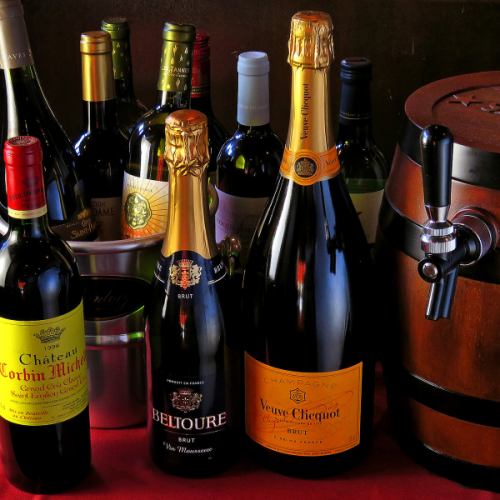 We offer a wide selection of wines, mainly from France.Please enjoy according to our cuisine.