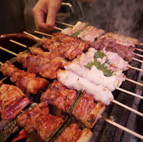 Yakitori made with binchotan charcoal