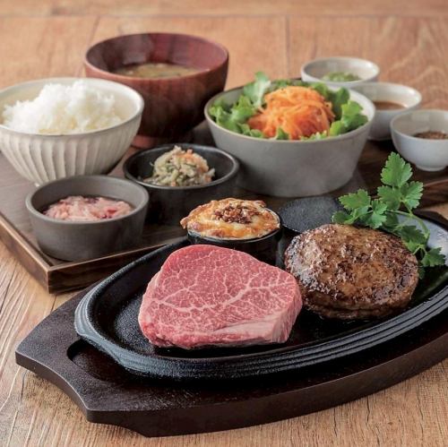 黒ハンバーグ&ヒレステーキセット