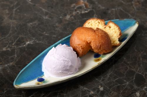 サーターアンダギーと紅芋アイス