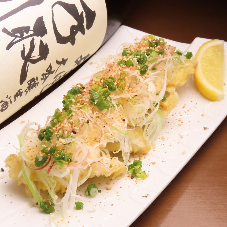 Horse mackerel tempura with scallion tartar sauce