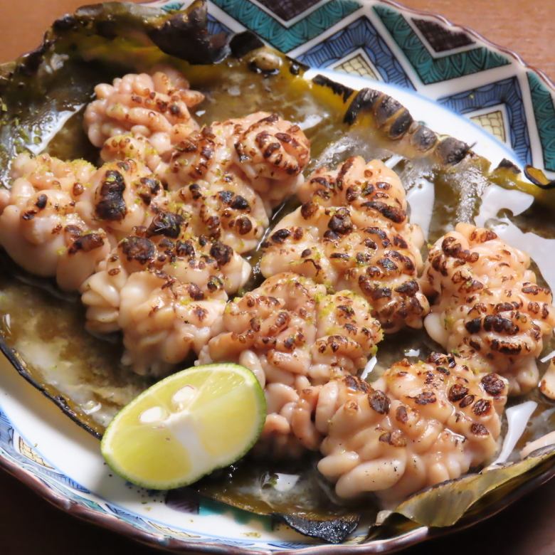 Grilled cod milt with kelp