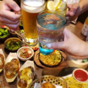 派对前特惠【周一至周五】仅限下午4点至6点★60分钟无限畅饮800日元（含2张鸡皮）