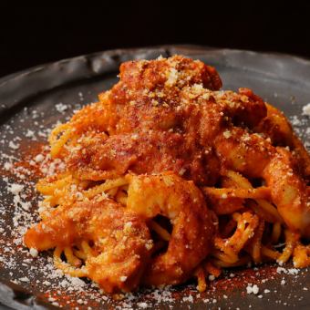 Shrimp-like tomato cream sauce pasta