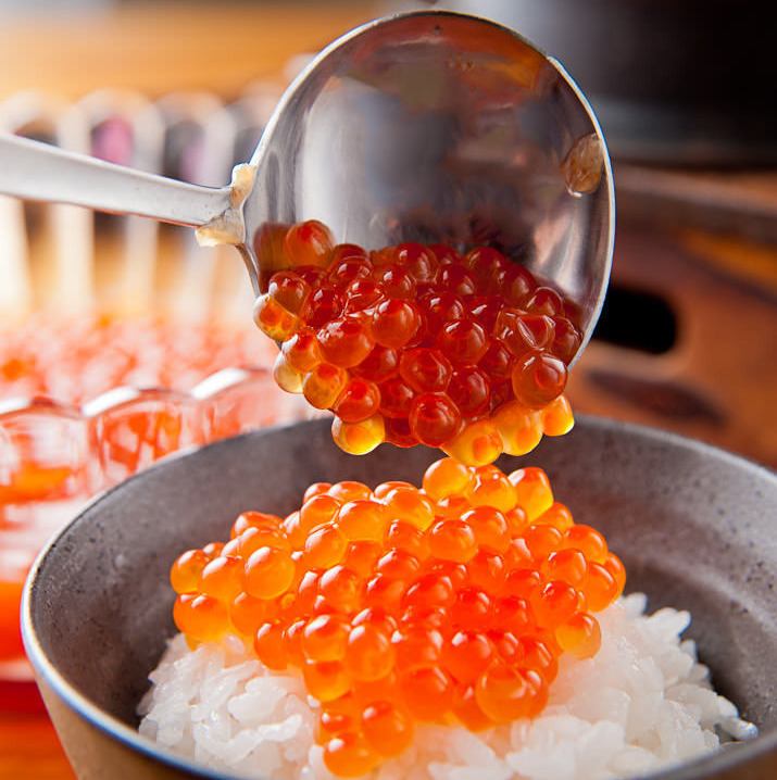 海鲜也是石庵的魅力之一♪北海道鲑鱼子10克100日元！！！