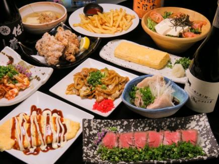 ★仅限工作日★【全套套餐】*毛豆、土豆、炸鸡无限量供应，10道菜，饮料无限畅饮，仅需3500日元（含税）