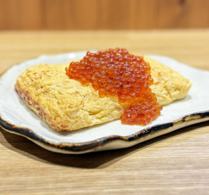 Salmon roe and rolled egg