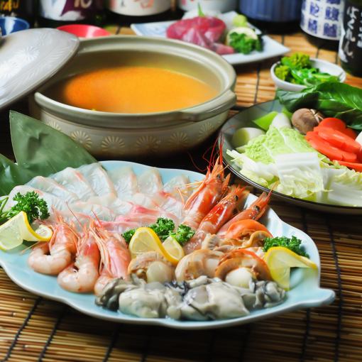 【豪華精緻的海膽涮鍋套餐】3小時無限暢飲，共8道菜，稀有清酒品牌套餐6,480日元