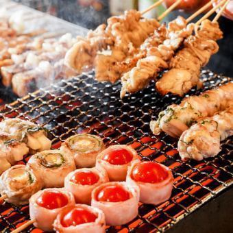 "All-you-can-eat yakitori & vegetable rolls course" All-you-can-eat yakitori and vegetable rolls! [3 hours all-you-can-drink/8 dishes/3500 yen]