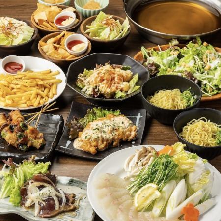 프리미엄 ●야채 감아 꼬치+해물 샤브샤브 외 자랑 일품의 여러가지 ◆2h 마실 무제한 최고 코스 6000엔⇒