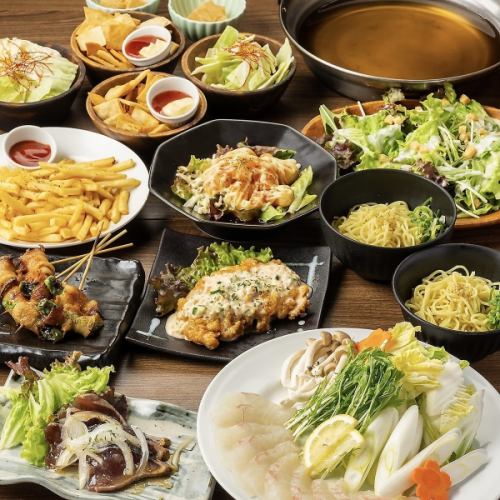 프리미엄 ●야채 감아 꼬치+해물 샤브샤브 외 자랑 일품의 여러가지 ◆2h 마실 무제한 최고 코스 6000엔⇒