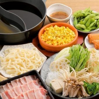 しゃぶしゃぶ食べ放題(豚しゃぶ・豚すき+逸品料理16品)120分生ビール込飲放付