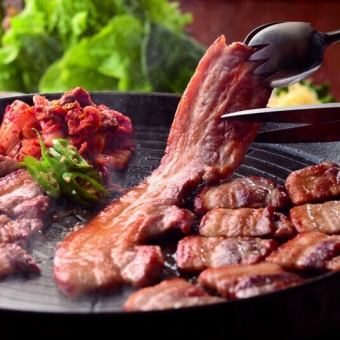  【生ビOK！2H飲放題付】『サムギョプサル』コース◆サムギョプサル（豚カルビ・ロース）含全7品