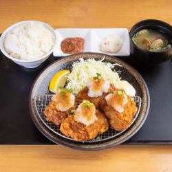 Zangi set meal with grated daikon radish and ponzu 4 pieces