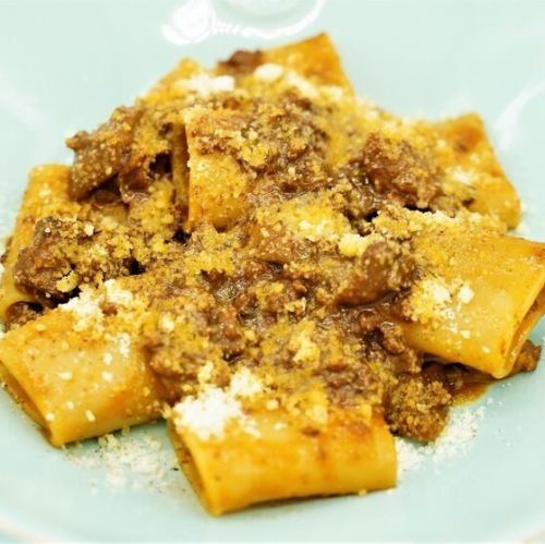 Bolognese with ground beef and porcini mushrooms ~ At Paccheri by Gragnanesi ~
