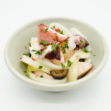 Marinated octopus and celery