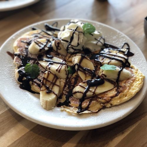 Double chocolate & banana pancakes