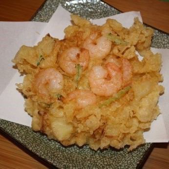 Kakiage with shrimp and squid