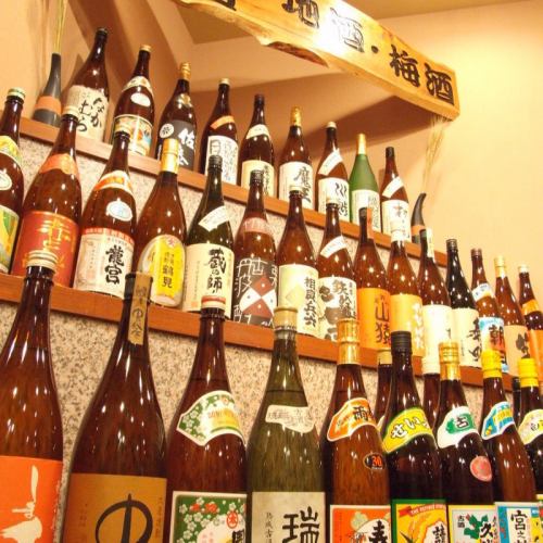 A large number of shochu and sake are available