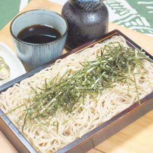 Soba noodles served in a bamboo sieve