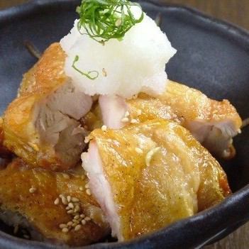 Crispy oven-baked young chicken (with grated daikon radish and ponzu sauce)