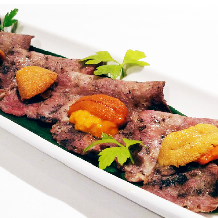 Beef tongue roasted sea urchin