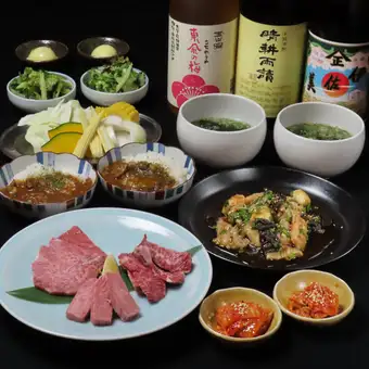 【和牛焼肉満喫コース】2h生ビール込飲放付!宮崎牛&和牛カルビ等焼肉満喫全8品★6000円