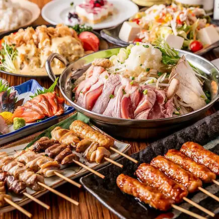 【生ビール付き3時間飲み放題×全58種食べ放題】炭火焼き鳥など地鶏料理に鍋など4480円⇒3500円