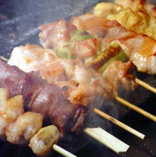 Skewers baked with Bincho charcoal!