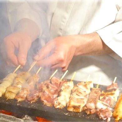 Grilled skewers with Bincho charcoal