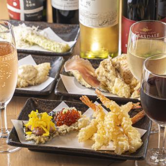 【飲み放題付】全14品の旬を味わう季節の天ぷらコース