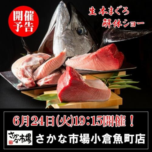 6/24(火)19:15～【生本まぐろ解体ショー】板前が鮮やかに巨大まぐろを捌く！