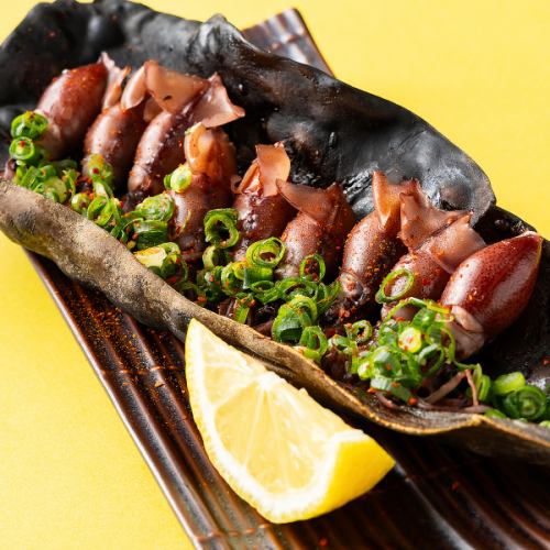 Grilled firefly squid with kelp