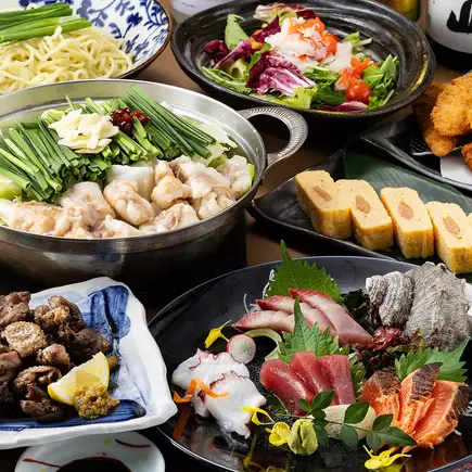 《日~木限定》冬宴会【柚子(ゆず)】博多もつ鍋や厳選刺身、アンコウ唐揚げ《120分飲み放題付》