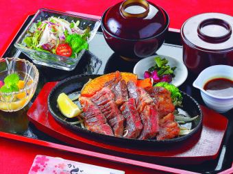 Teppan steak set meal [5 dishes total] ⇒ 1980 yen