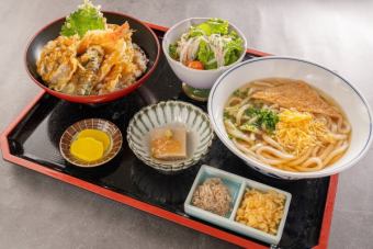 Tendon and udon set (also available as zaru udon) (5 items in total) ⇒ 1850 yen (included)
