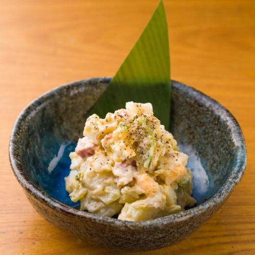 Homemade potato salad with plenty of eggs