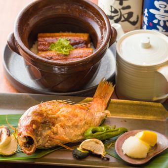 2.5 hours of all-you-can-drink and 9 dishes in total "Nodoguro Genshiyaki and Hitsumabushi Eel Enjoyment Course" 8,800 yen (tax included)