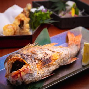 【お料理のみ】2.5時間 全9品『のどぐろの原始焼きと鰻のひつまぶし堪能コース』6,800円（税込）