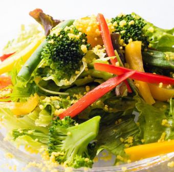 Colorful salad with seasonal Miura vegetables, anchovy dressing