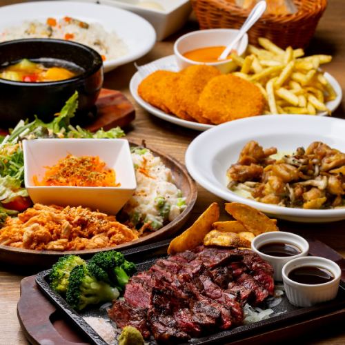 【新年会】予約限定価格！生ビール付飲み放題《ハラミステーキコース》5500円→5000円