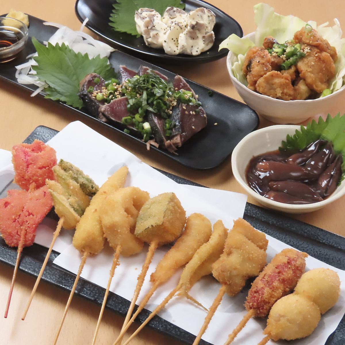 人形町駅1分◆リーズナブルで美味しい一口串カツ！豊富な串カツと映えるお酒で乾杯♪