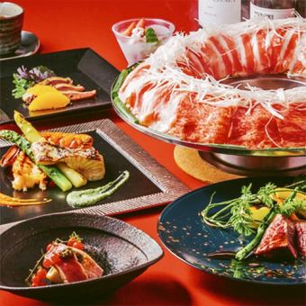 [2H无限畅饮◆共190种] 3种肉类节“肉煮火锅+日本料理6000日元⇒5000日元（含）